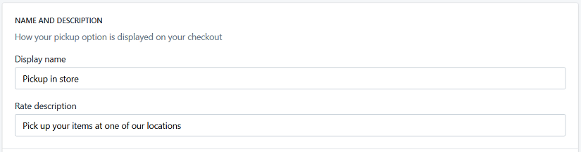 Set the name and description of your pickup service