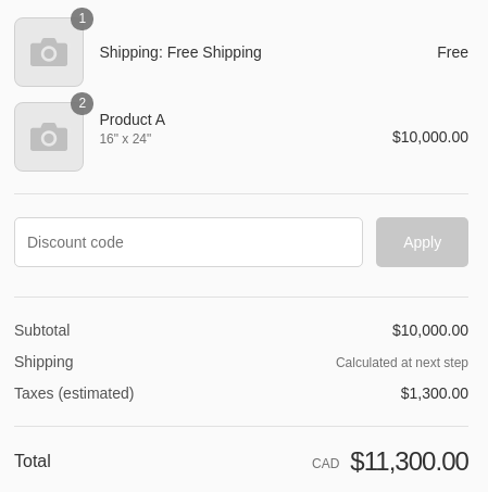 Screenshot of Shopify cart with Parcelify shipping rate product