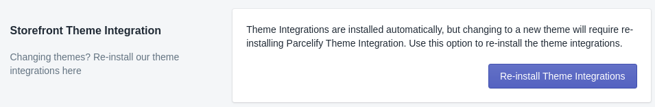 Screenshot of re-install theme integration option
